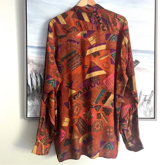 Camargue Men's Long Sleeve Button Up Shirt Sz XL Summer Vacation Hawaiian Funky - Picture 10 of 11